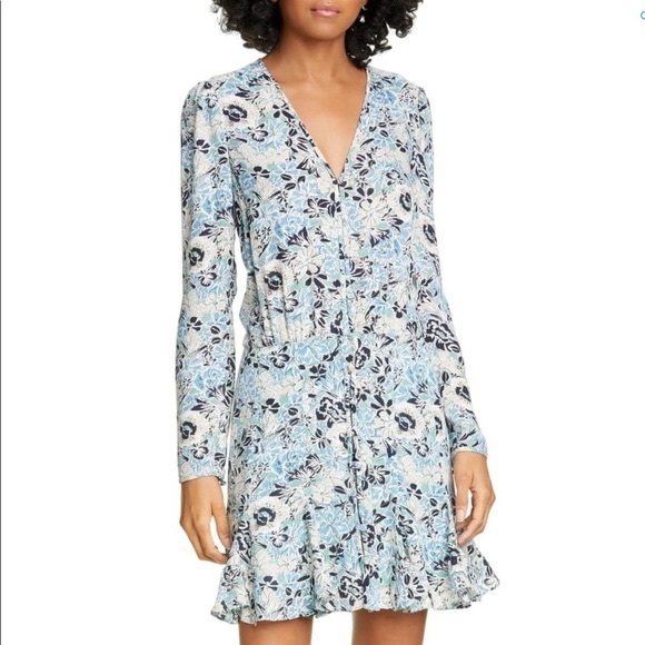 Veronica Beard Riggins Silk Floral Mini Dress Long Sleeve Size 4 - Picture 11 of 12